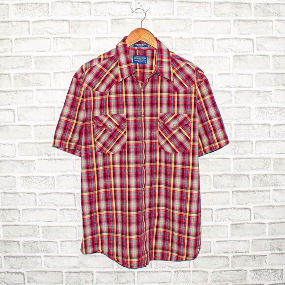 PENDLETON Western Pearl Snap Frontier Shirt Plaid Men's Large - Picture 1 of 7